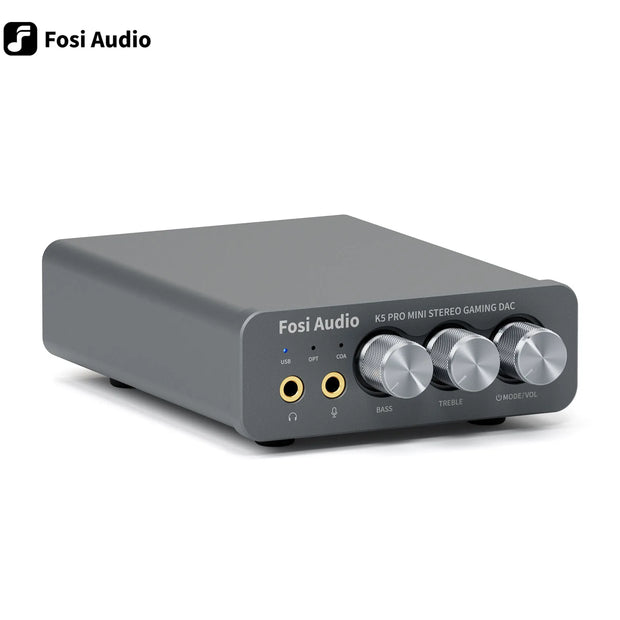 Fosi K5 PRO USB Gaming DAC with Microphone Headphone Amplifier Mini Audio DAC for PS5 and PC