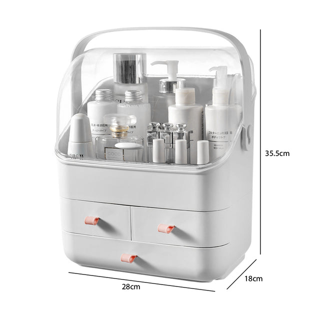 Xlarge Cosmetic Skincare Organiser Tabletop Make-Up Storage Case 2 Drawers Box