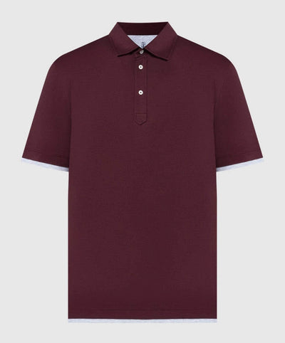 Brunello Cucinelli Men's Burgundy Polo Shirt | Luxury Cotton Casual Wear