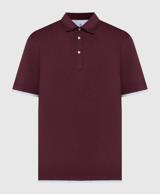 Brunello Cucinelli Men's Burgundy Polo Shirt | Luxury Cotton Casual Wear