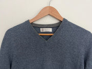 Brunello Cucinelli Men's Blue Cashmere V-Neck Sweater | Size Medium (M) | Luxury