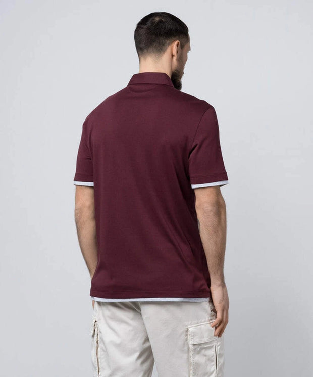 Brunello Cucinelli Men's Burgundy Polo Shirt | Luxury Cotton Casual Wear
